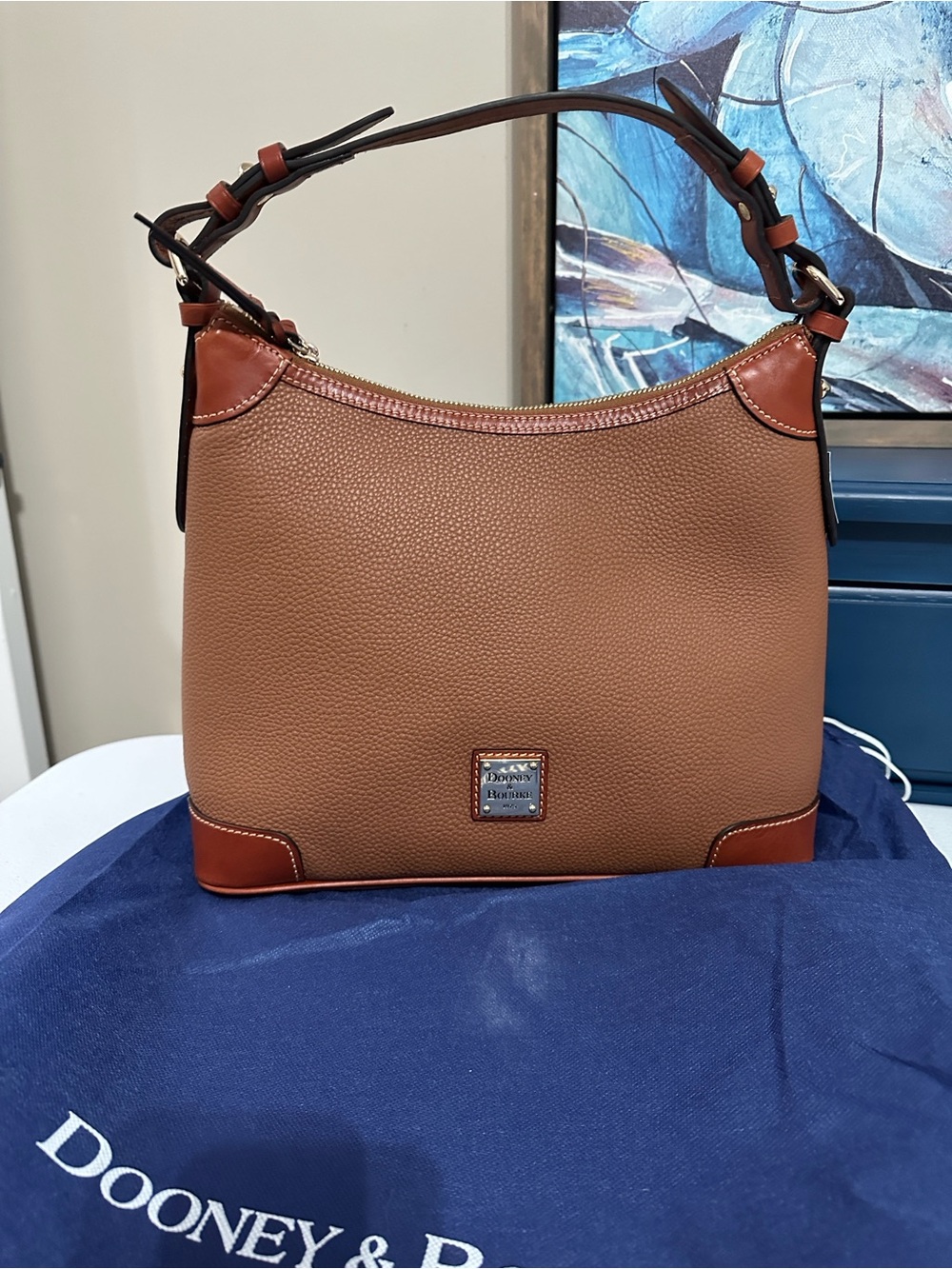 Dooney & Bourke Brown/Tan Pebbled Leather Shoulder Bag